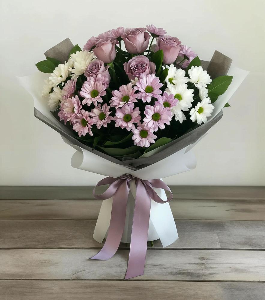 Букет цветов из: Хризантемы и Розы в Малой Дубне