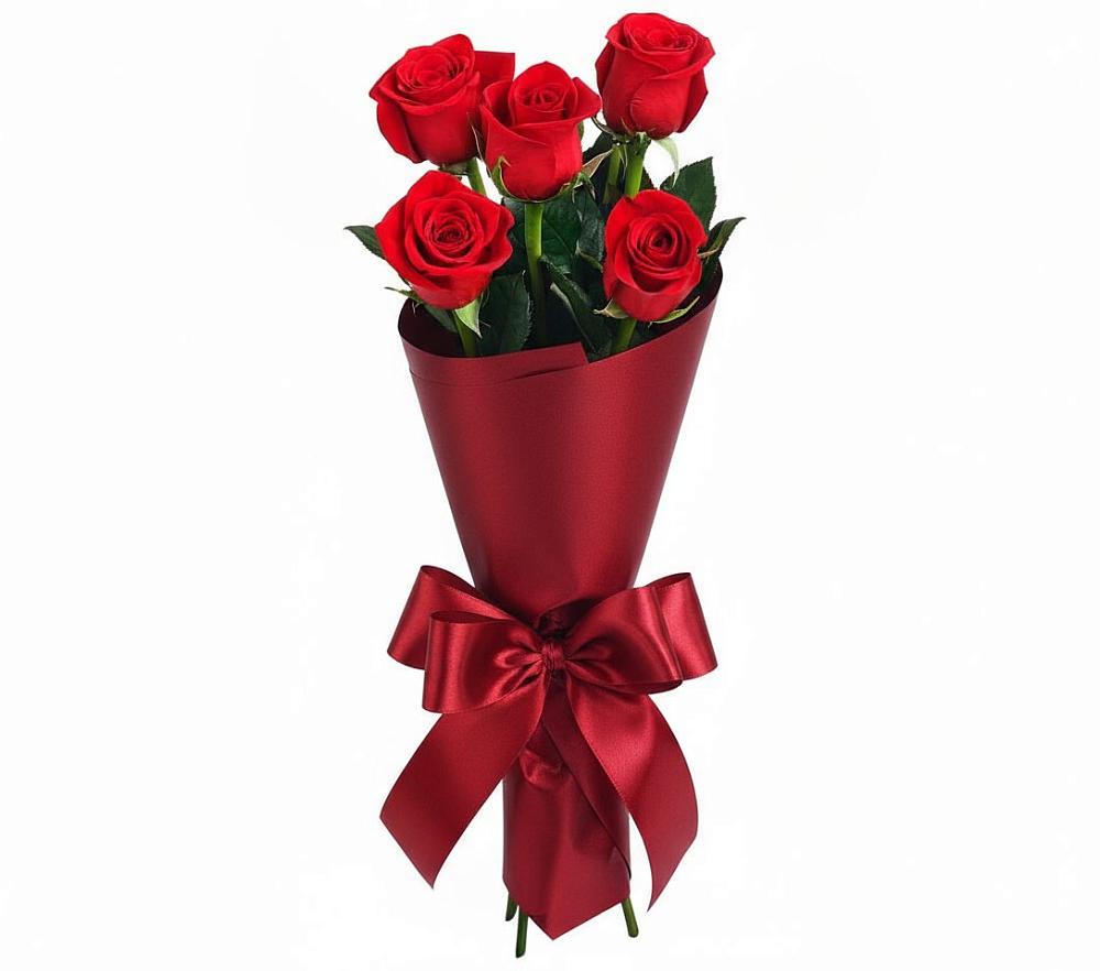 Букет 5 Красных роз Эдлесс Лав в Малой Дубне