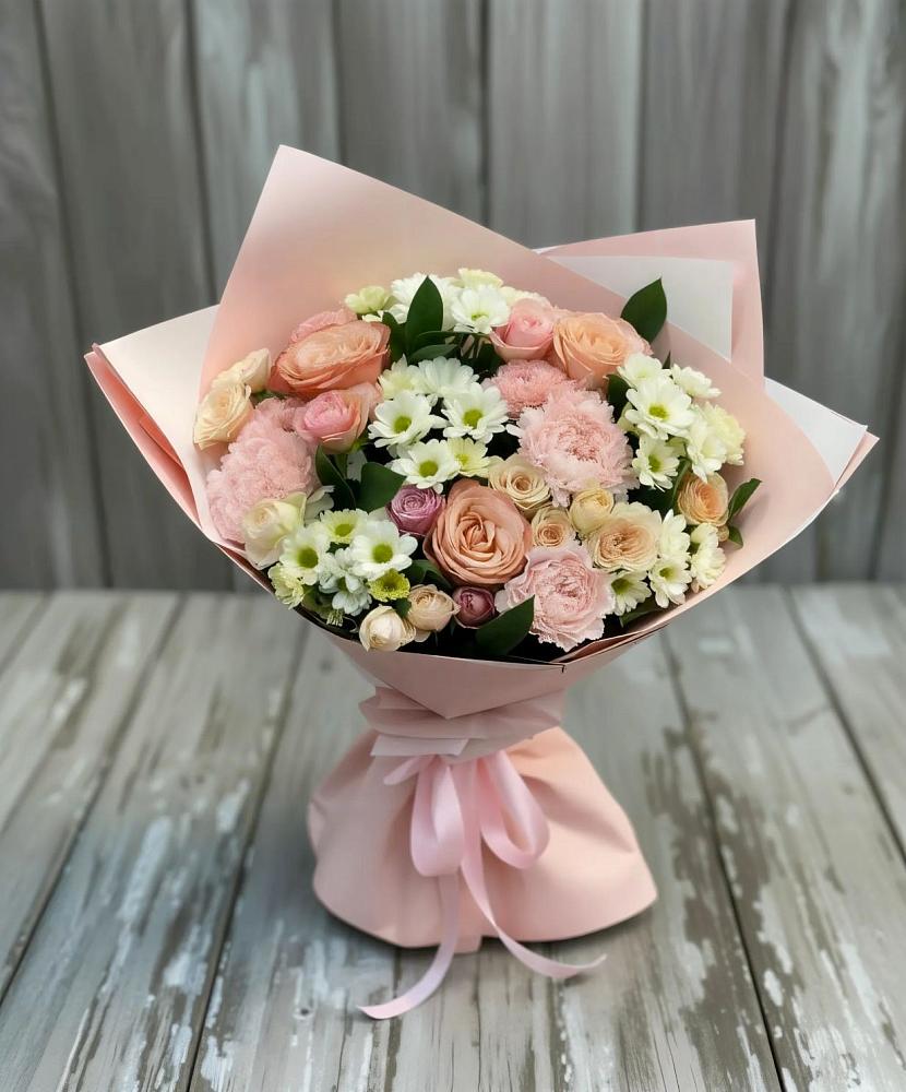 Букет цветов из: Гвоздики, Розы и Хризантемы в Малой Дубне