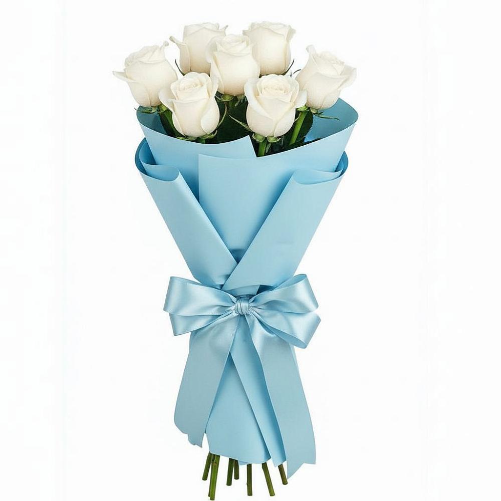 Букет 7 белых роз Проуд в Малой Дубне