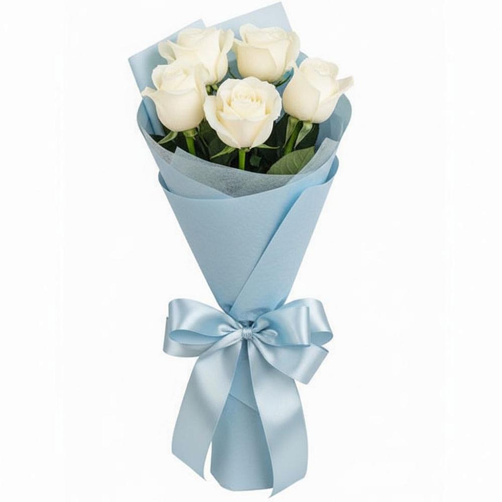 Букет 5 Белых роз Проуд в Малой Дубне