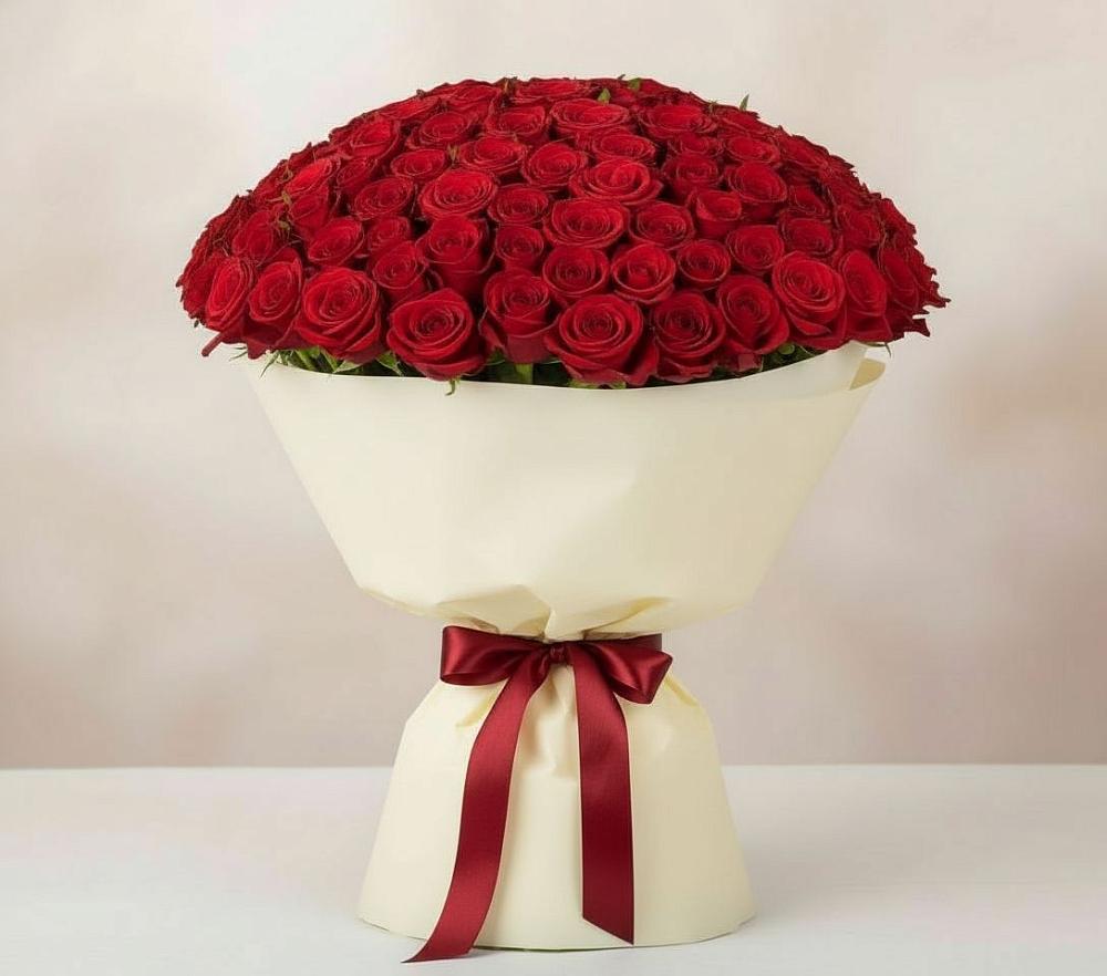 Букет 101 Красная роза Милано в Малой Дубне