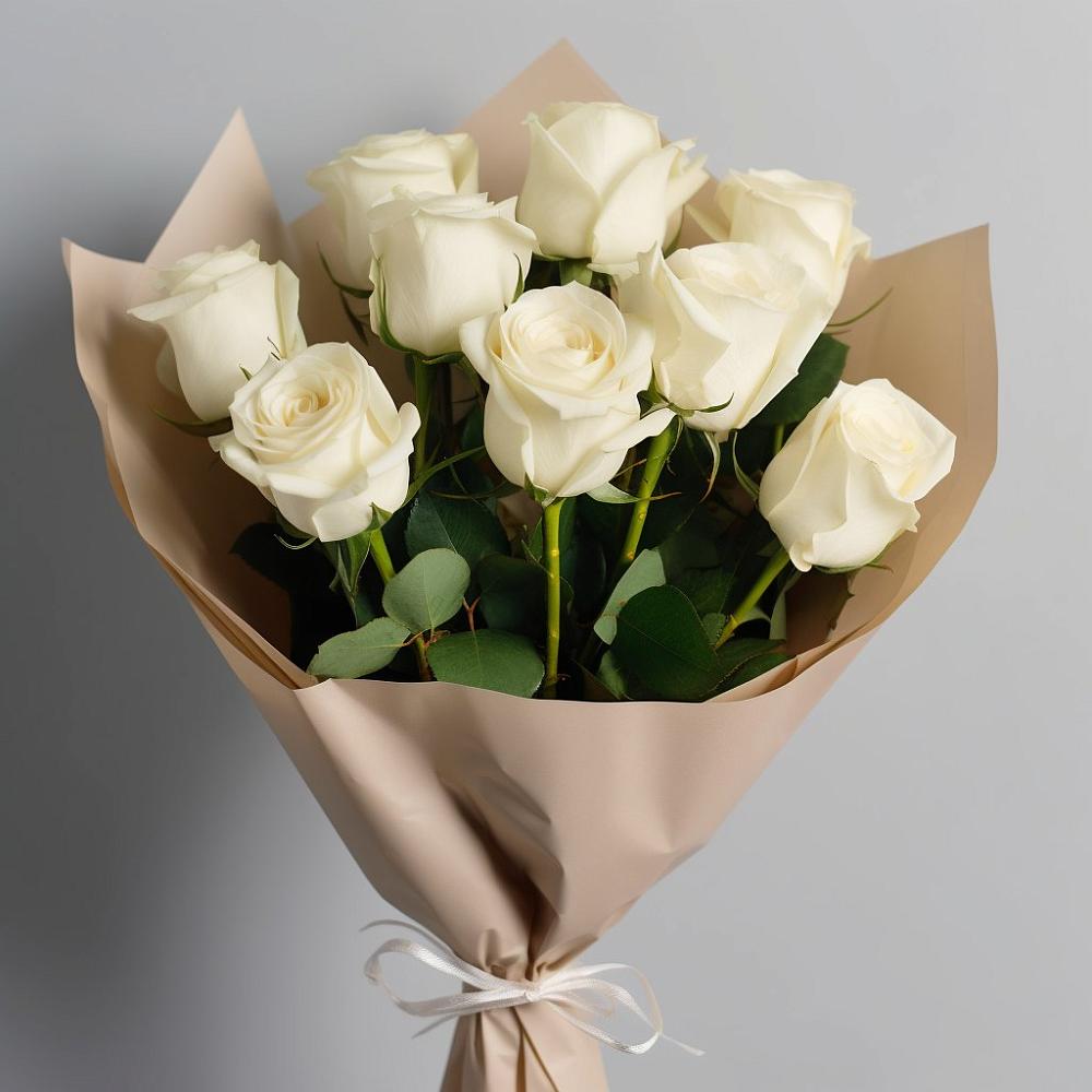 Букет 9 Белых роз Эдлесс Лав в Малой Дубне