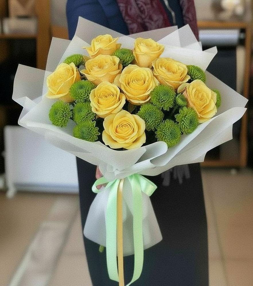 Букет цветов из: Хризантемы и Розы в Малой Дубне