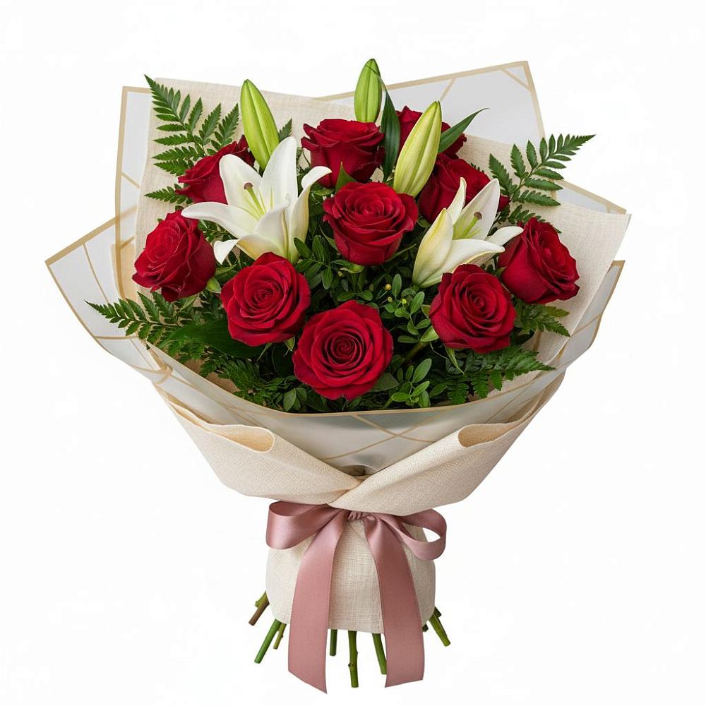 Букет цветов из: Лилии и Розы в Малой Дубне