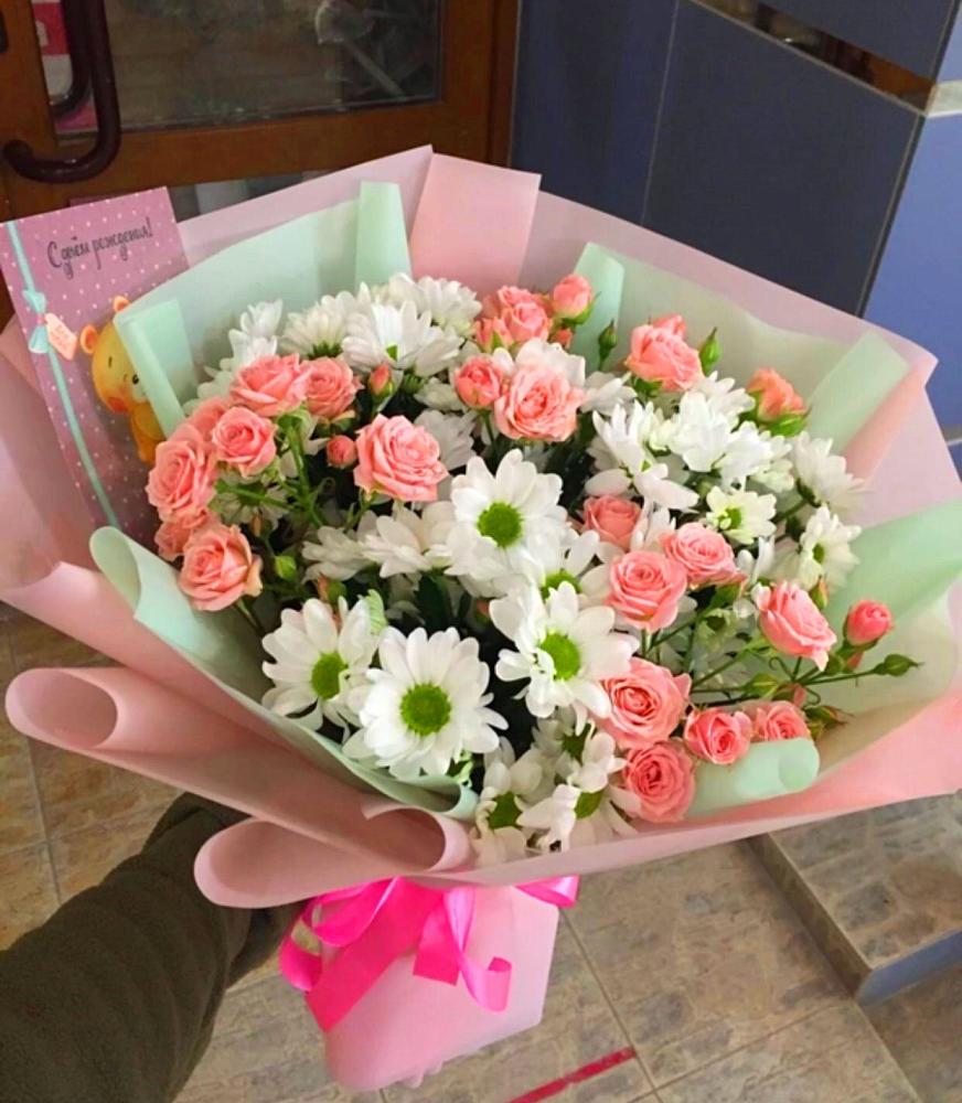 Букет цветов из: Розы и Хризантемы в Малой Дубне