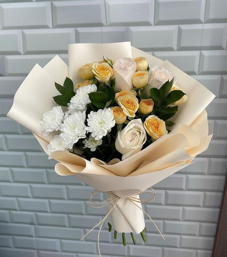 Букет цветов из: Розы и Хризантемы в Малой Дубне