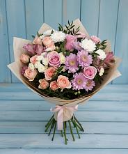 Букет цветов из:  Хризантемы, Розы и Альстромерии #REPLACE_PRED# Малой Дубне