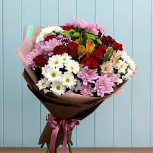 Букет цветов из:  Розы, Хризантемы и Альстромерии в Малой Дубне