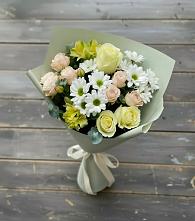 Букет цветов из:  Альстромерии, Розы и Хризантемы в Малой Дубне