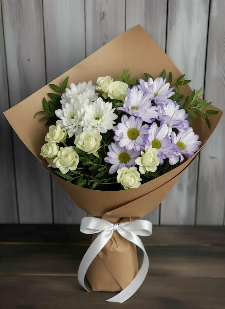 Букет цветов из: Хризантемы и Розы в Малой Дубне