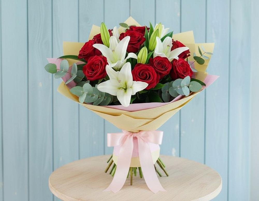 Букет цветов из: Лилии и Розы в Малой Дубне